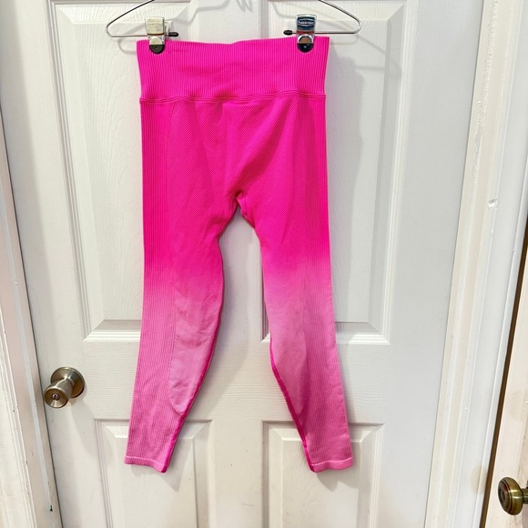 Victoria's Secret PINK Active Neon Pink Dip Dye Ombre Ribbed Leggings Size S - Picture 10 of 12